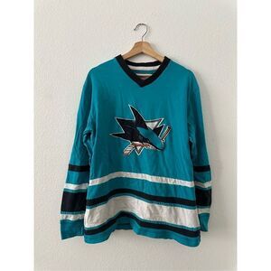 Vintage 00s San Jose Sharks Mitchell and Ness Ice Hockey Jersey elbow pads size